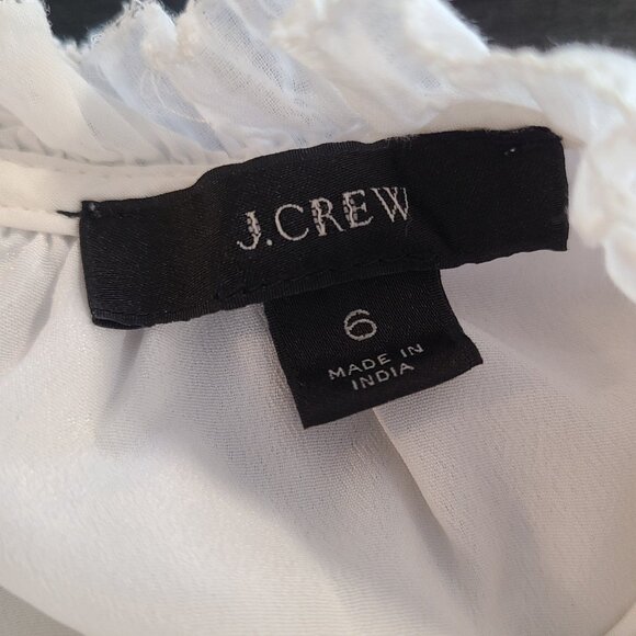 J.Crew Puff Sleeve Daisy Chain Dress White Cotton Cottagecore Feminine Ruffled 6 - Picture 3 of 11